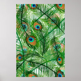 peacock feathers pattern poster