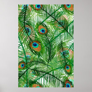 peacock feathers pattern poster