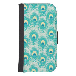 Peacock feathers pattern samsung s4 wallet case