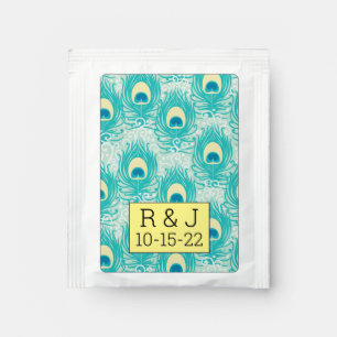 Peacock feathers pattern tea bag drink mix