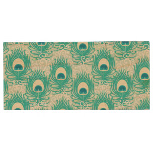 Peacock feathers pattern wood flash drive