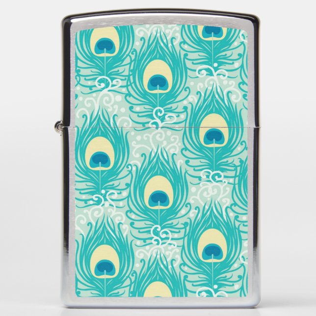 Peacock feathers pattern zippo lighter (Front)