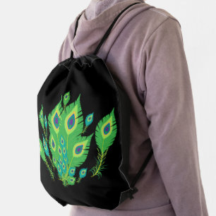 Peacock Feathers Peacock Birds Nature Drawstring Bag
