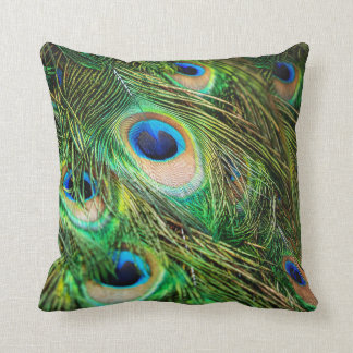 Peacock feathers. Peafowl macro photo. Throw Pillow