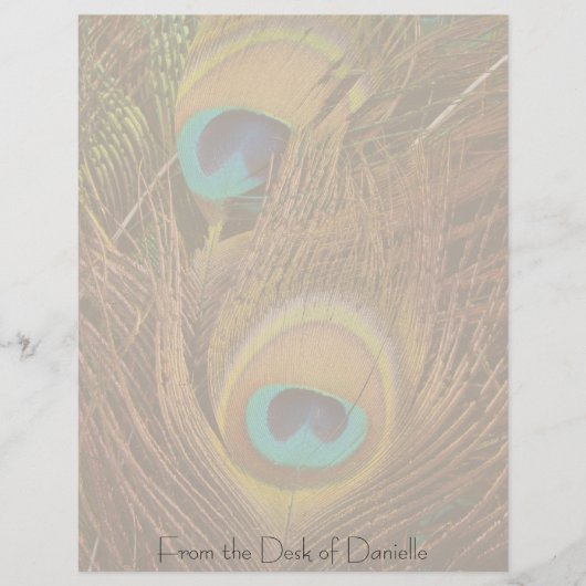 Peacock Feathers Personalized Letterhead (Front)