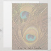 Peacock Feathers Personalized Letterhead (Front/Back)