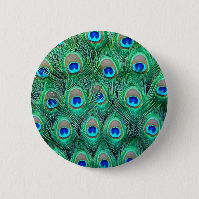 Peacock Feathers Pinback Button (Front)