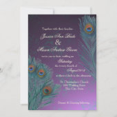 Peacock Feathers Purple Wedding Invitation (Front)