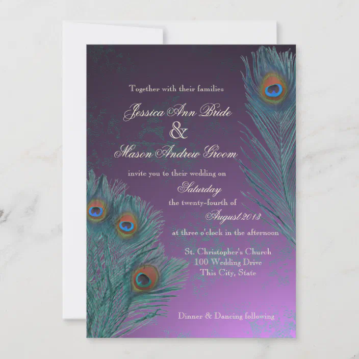 FREE SHIPPING! Any Occasion PEACOCK FEATHER Invitations 
