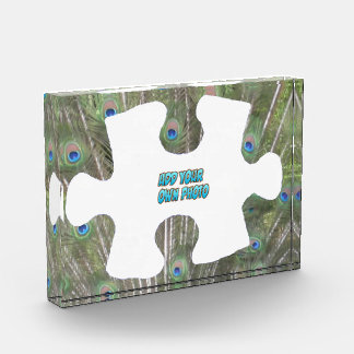 Peacock Feathers Puzzle Piece Cust. Photo Block