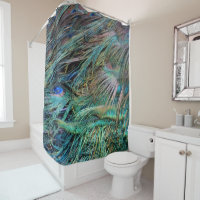 Peacock Feathers Rainbow Colors Shower Curtain