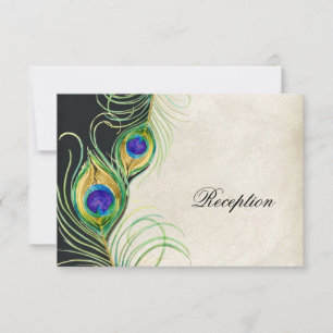 Peacock Feathers Reception Invitation Card