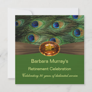 Peacock feathers Retirement Party Invitation