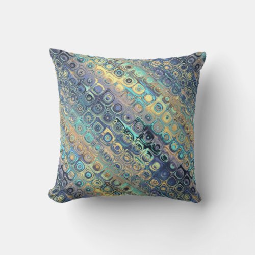 Peacock Feathers Retro Abstract Throw Pillow