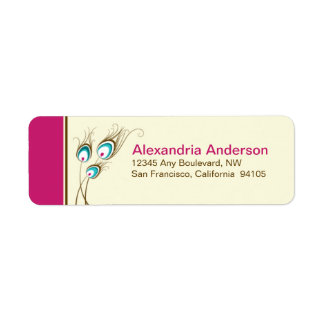 Peacock Feathers Return Address Labels (fuchsia)