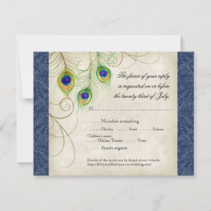 Peacock Feathers Royal Blue Wedding Invitation