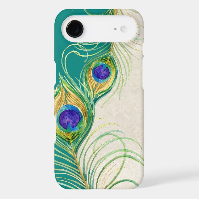 Peacock Feathers Royal Damask Personalized Names Case-Mate iPhone Case (Back)