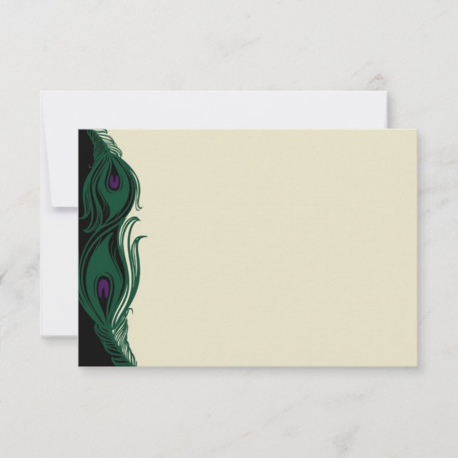 Peacock Feathers RSVP Horizontal Card (Front)