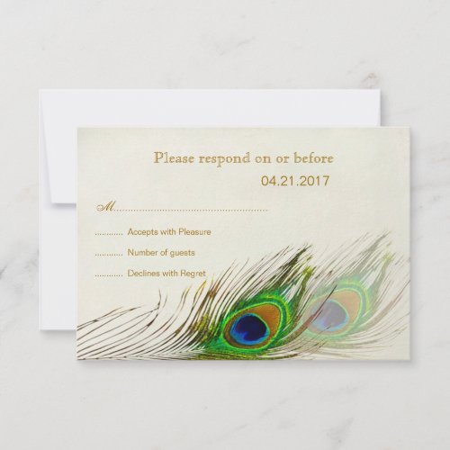 Peacock feathers RSVP Invitation