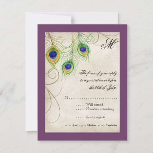 Peacock Feathers RSVP Response Card