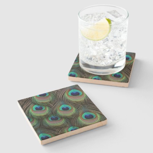 Peacock Feathers Stone Coaster