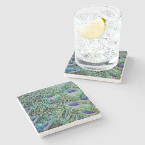 Peacock Feathers Stone Coaster