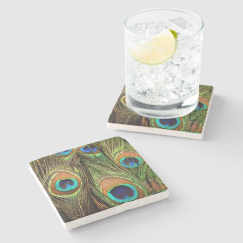 Peacock Feathers Stone Coaster