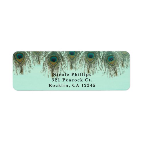 Peacock Feathers  String Lights Rustic Invitation Label