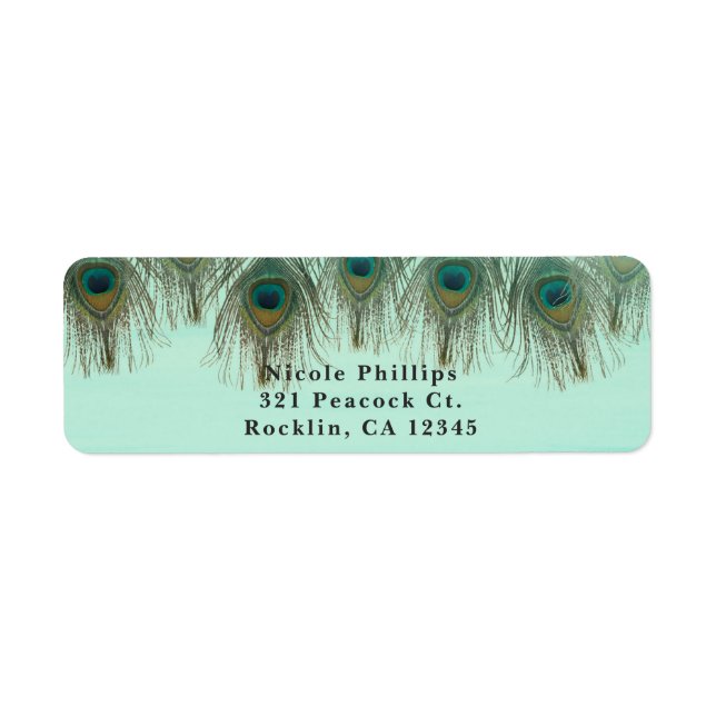 Peacock Feathers & String Lights Rustic Invitation Label (Front)