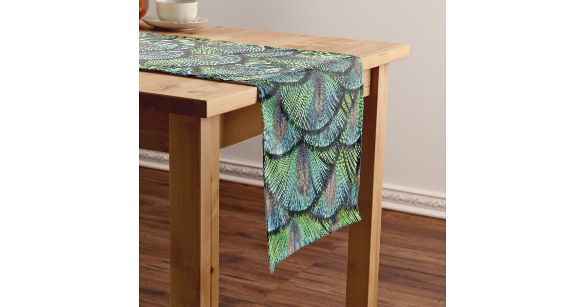 Peacock Feathers Table Runner Zazzle