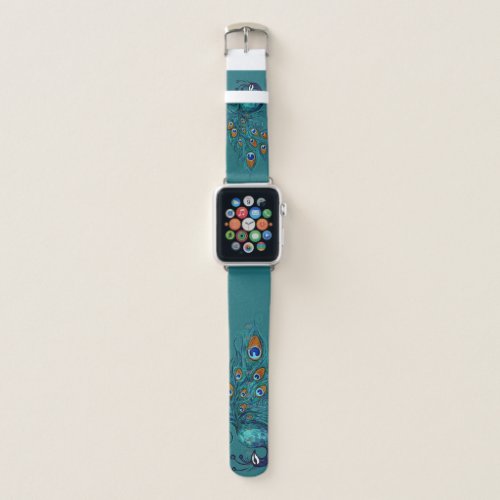 Peacock Feathers Teal Peacocks    Apple Watch Band