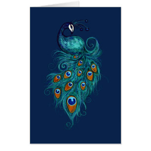 Peacock Feathers Teal Peacocks Card