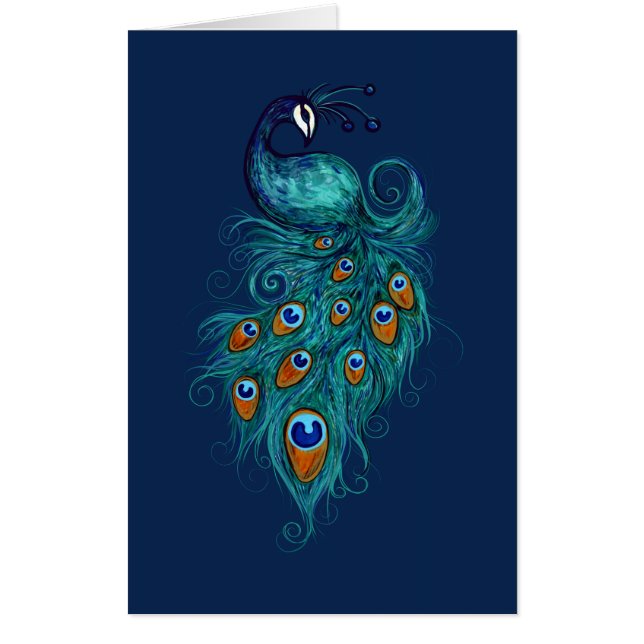 Peacock Feathers Teal Peacocks               Card (Front)