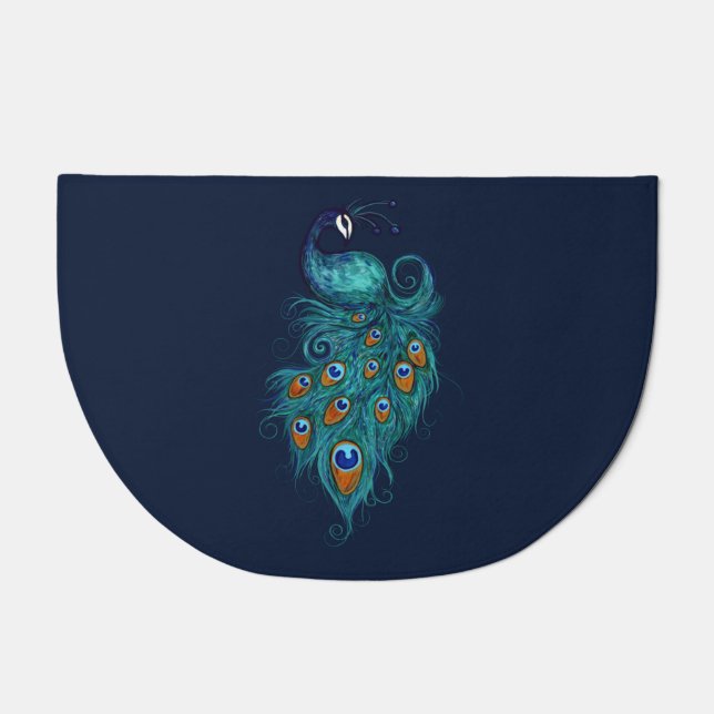 Peacock Feathers Teal Peacocks                     Doormat (Front)