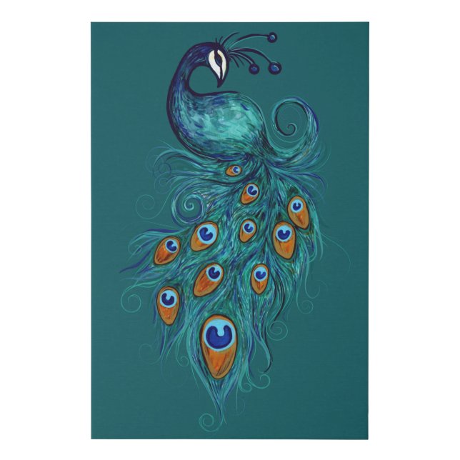 Peacock Feathers Teal Peacocks                  Faux Canvas Print (Front)