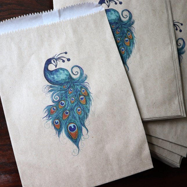 Peacock Feathers Teal Peacocks       Favor Bag (Creator Uploaded)
