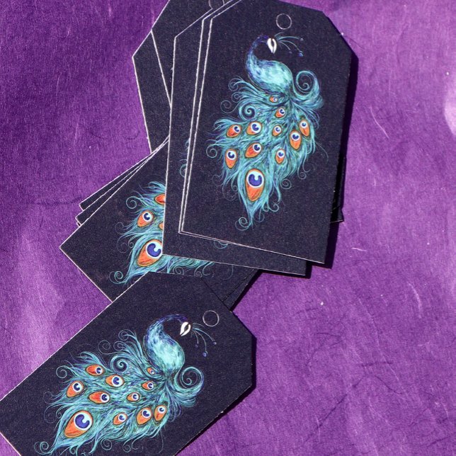Peacock Feathers Teal Peacocks             Gift Tags (Creator Uploaded)