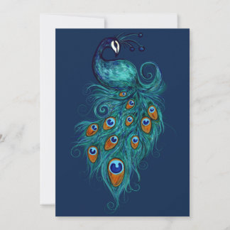 Peacock Feathers Teal Peacocks                     Holiday Card