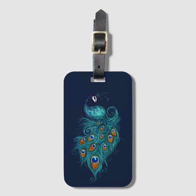 Peacock Feathers Teal Peacocks                     Luggage Tag (Front Vertical)