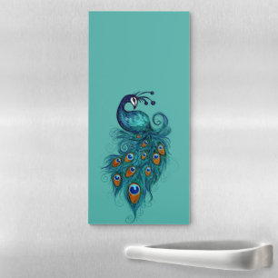 Peacock Feathers Teal Peacocks Magnetic Notepad