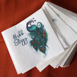 Peacock Feathers Teal Peacocks Napkins