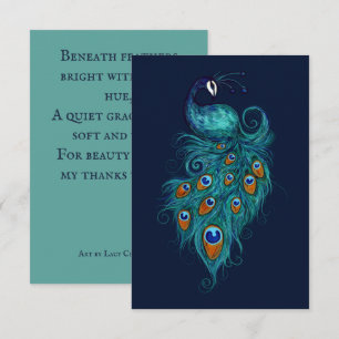 Peacock Feathers Teal Peacocks                     Thank You Card