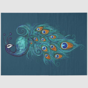 Peacock Feathers Teal Peacocks Tissue Paper