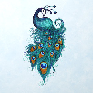 Peacock Feathers Teal Peacocks Wall Decal
