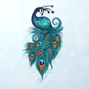 Peacock Feathers Teal Peacocks      Wall Decal