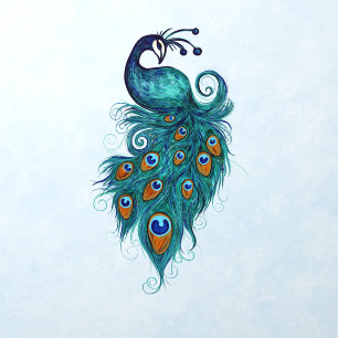 Peacock Feathers Teal Peacocks Wall Decal
