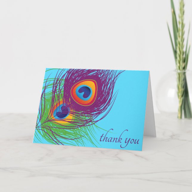 Peacock Feathers Thank You Card (Front)