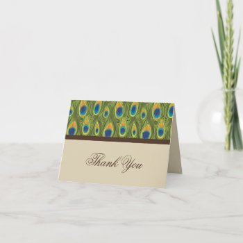 Peacock Feathers Thank You Card by RossiCards at Zazzle
