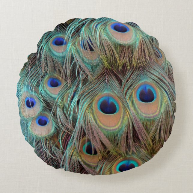 Peacock Feathers Throw Pillow  (Front)