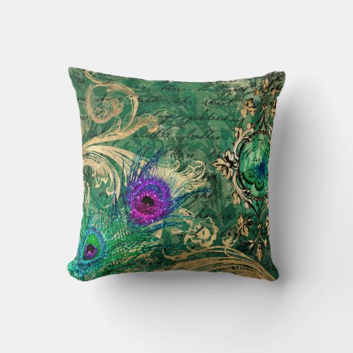 Peacock Feathers Throw Pillow